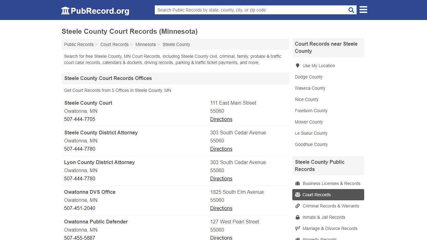 Free Steele County Court Records (Minnesota Court Records) - PubRecord.org